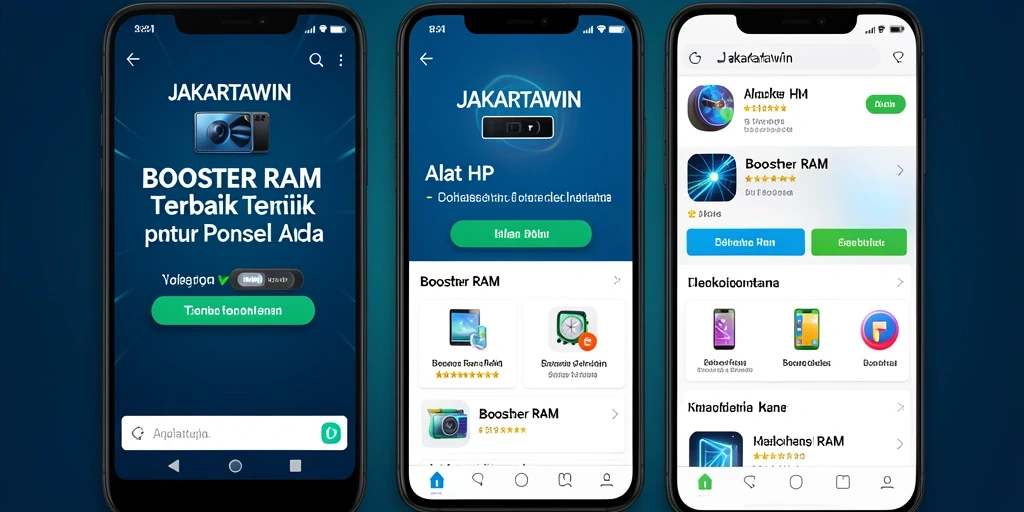 Screenshot antarmuka JAKARTAWIN menampilkan fungsi Booster RAM yang efektif.
