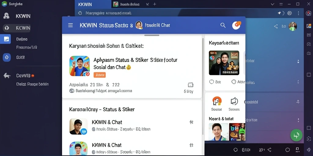 Antarmuka KKWIN yang penuh warna dan stiker menarik.