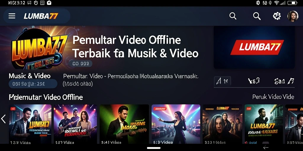 Antarmuka LUMBA77 yang simpel dan mudah digunakan untuk Pemutar Video Offline.