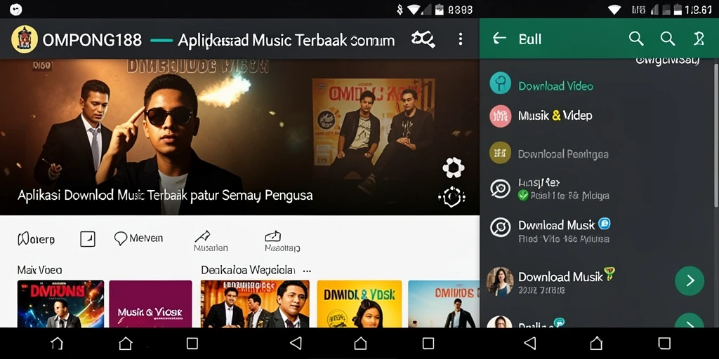 Antarmuka OMPONG188 yang memudahkan pengguna dalam Download Musik.