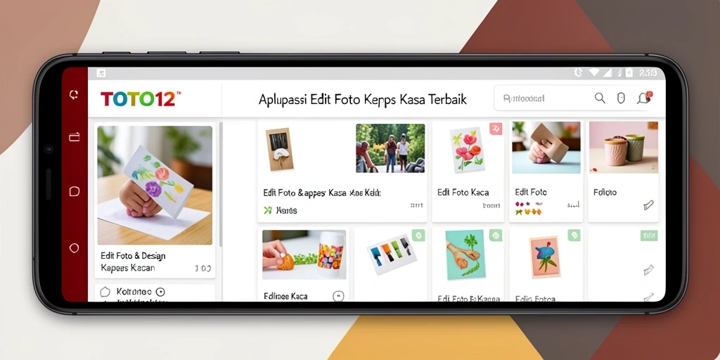 Antarmuka aplikasi TOTO12 dengan fitur Edit Foto Kertas Kaca.