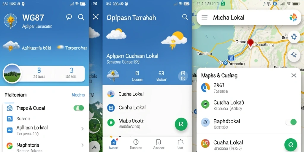 Tampilan antarmuka aplikasi WG87 yang user-friendly untuk Cuaca Lokal.