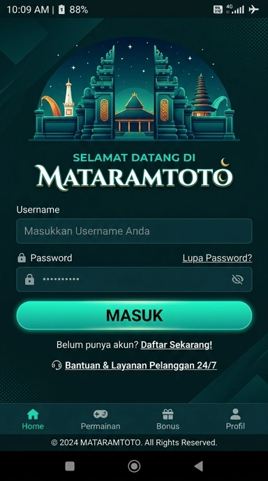 Cara Masuk Akun Mataramtoto di Android